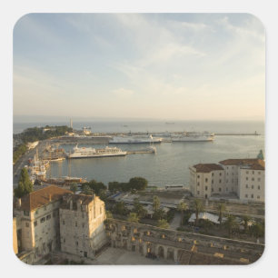 Kroatië, Dalmatië, Split. Uitzicht op Riva Vierkante Sticker
