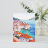 Kroatië Dubrovnik Kust  Waterverf Briefkaart (Staand voorkant)