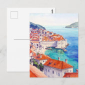 Kroatië Dubrovnik Kust  Waterverf Briefkaart (Voorkant / Achterkant)