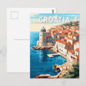 Kroatië Dubrovnik Travel Art Vintage Briefkaart (Voorkant / Achterkant)
