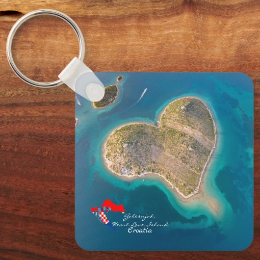 Kroatië | Hrvatska | Galešnjak, Heart Love Island Sleutelhanger (Voorkant)