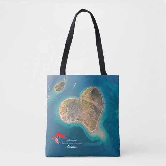 Kroatië | Hrvatska | Galešnjak, Heart Love Island Tote Bag (Voorkant)