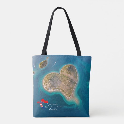 Kroatië | Hrvatska | Galešnjak, Heart Love Island Tote Bag (Achterkant)