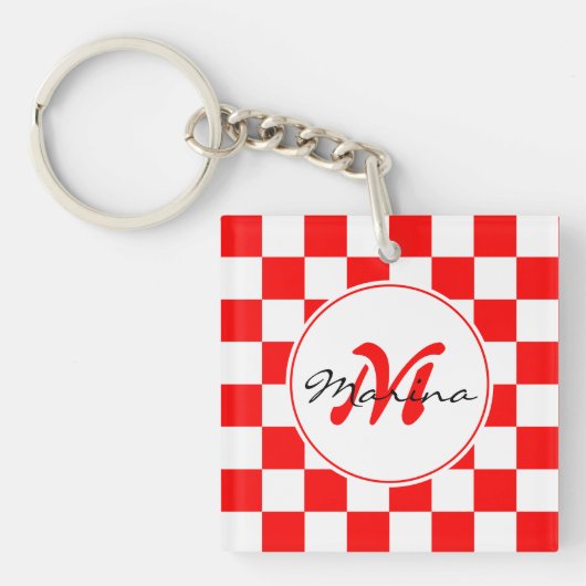 Kroatië | Hrvatska | Geruite naam Monogram Sleutelhanger (Voorkant)