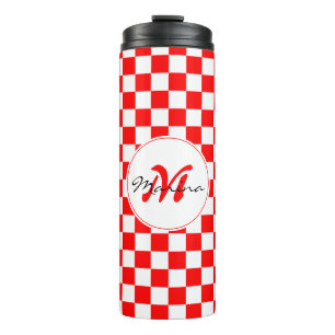 Kroatië Hrvatska Geruite Naam Monogram Thermosbeker