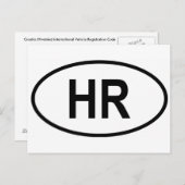 Kroatië (Hrvatska) Int'l Vehicle Reg. coderen Briefkaart (Voorkant / Achterkant)