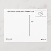 Kroatië (Hrvatska) Int'l Vehicle Reg. coderen Briefkaart (Achterkant)