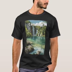 Kroatië Illustratie Reis Kunst Vintage T-shirt