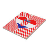 Kroatië in het hart met Red White Checkers keramic Tegeltje (Zijkant)