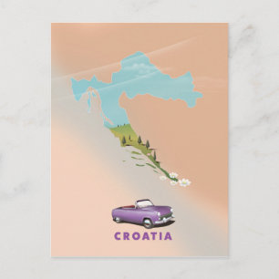 Kroatië Kaart Geïllustreerde print poster.