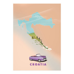 Kroatië kaart geïllustreerde print poster. foto afdruk