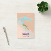 Kroatië kaart geïllustreerde print poster. post-it® notes (Kantoor)