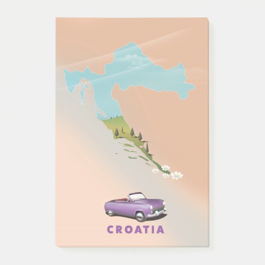 Kroatië kaart geïllustreerde print poster. post-it® notes (Voorkant)