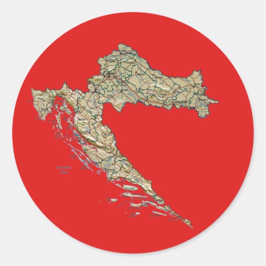 Kroatië Kaart Sticker (Voorkant)