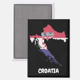 Kroatië Kaart Vlag Kleurrijke  Magneet