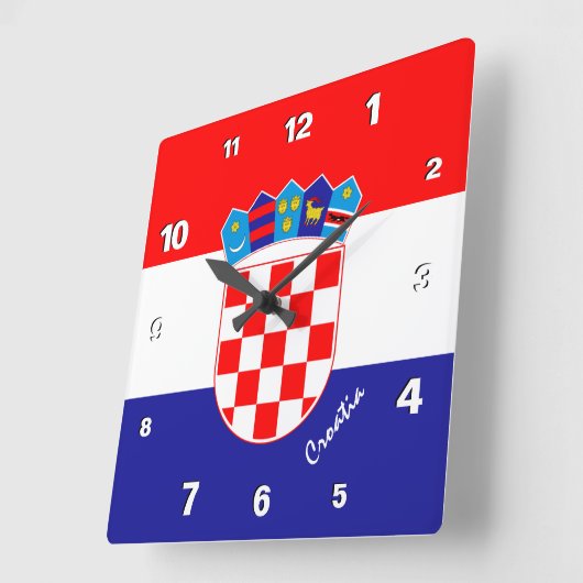 Kroatië Klok, patriottisch thuis, Kroatische Vlag Vierkante Klok (Hoek)