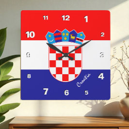 Kroatië Klok, patriottisch thuis, Kroatische Vlag Vierkante Klok