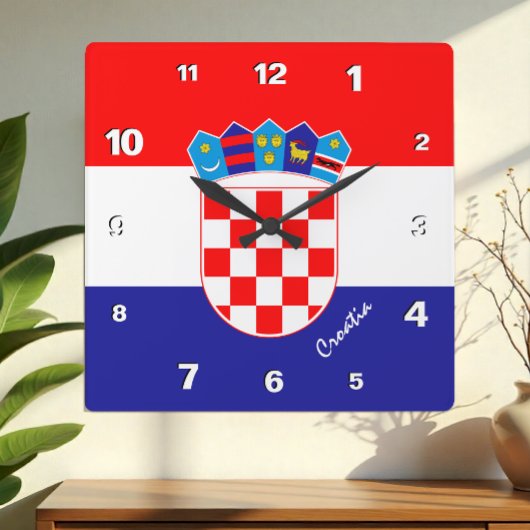 Kroatië Klok, patriottisch thuis, Kroatische Vlag Vierkante Klok
