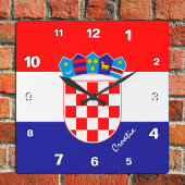 Kroatië Klok, patriottisch thuis, Kroatische Vlag Vierkante Klok