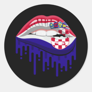 Kroatië lippen trots root flag ronde sticker