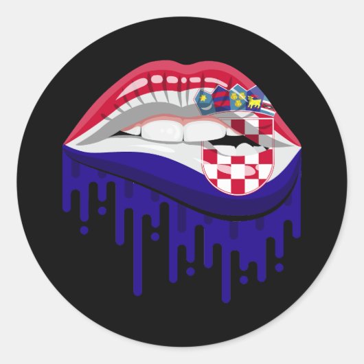 Kroatië lippen trots root flag ronde sticker (Voorkant)