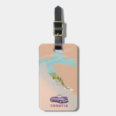 Kroatië Map Illustrated print poster. Bagagelabel (Voorkant verticaal)