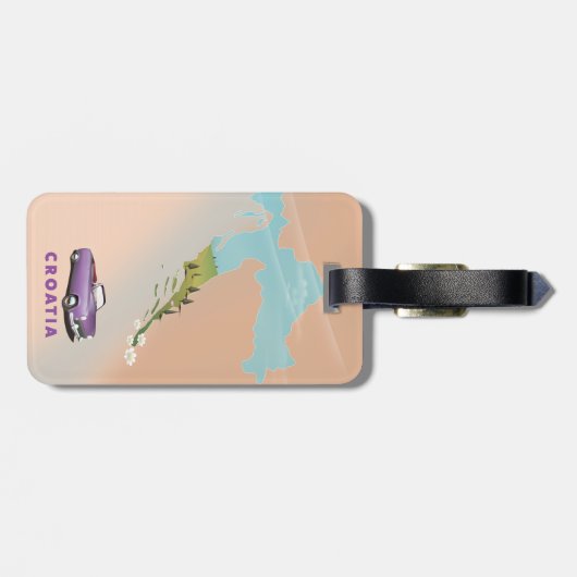 Kroatië Map Illustrated print poster. Bagagelabel (Achterkant horizontaal)