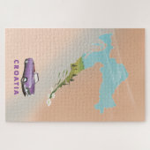 Kroatië Map Illustrated print poster. Legpuzzel (Horizontaal)