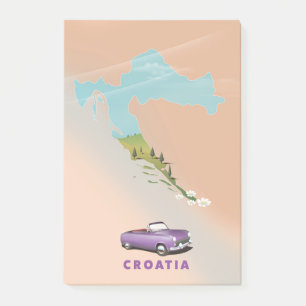 Kroatië Map Illustrated print poster. Post-it® Notes