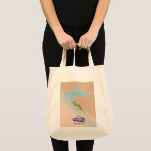 Kroatië Map Illustrated print poster. Tote Bag