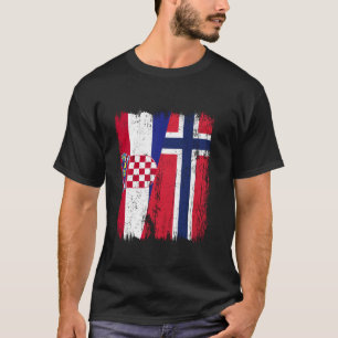 Kroatië Noorwegen Halve Vlag Kroatisch Noors Ances T-shirt
