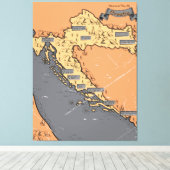 Kroatië oude kaart canvas afdruk (Insitu (Houten vloer))