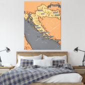 Kroatië oude kaart canvas afdruk (Insitu (Slaapkamer))