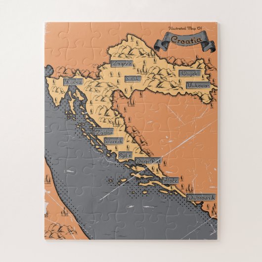 Kroatië oude kaart legpuzzel (Verticaal)