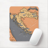 Kroatië  oude kaart muismat (Met muis)