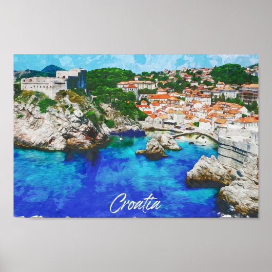 Kroatië Panorama Uitzicht Reizen Poster (Voorkant)