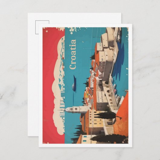 Kroatië Pop Art Travel Illustration Briefkaart (Voorkant / Achterkant)