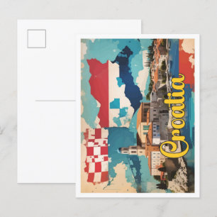 Kroatië Pop Art Travel Illustration Briefkaart