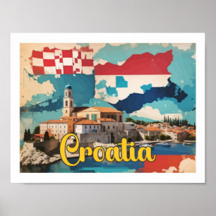 Kroatië Pop Art Travel Illustration Poster