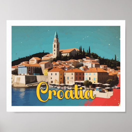 Kroatië Pop Art Travel Illustration Poster (Voorkant)