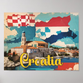 Kroatië Pop Art Travel Illustration Poster