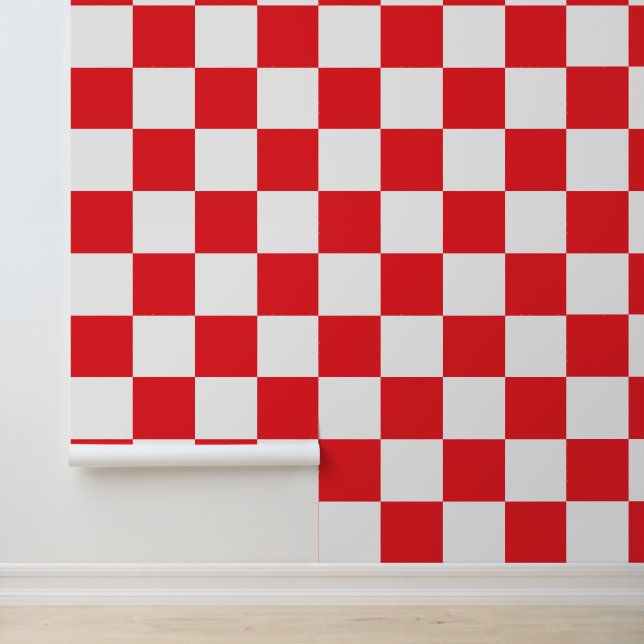 Kroatië Rood-Wit Schaakbord Patroon Behang (Applicatie)