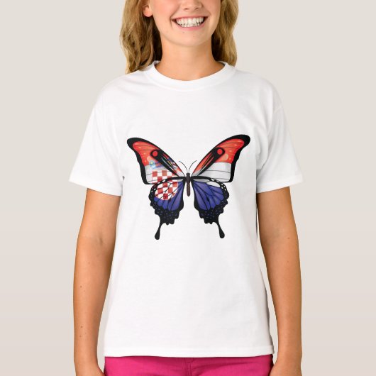 Kroatië Swallowtail Vlinder Vlag Sticker T-shirt (Voorkant)