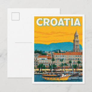 Kroatië Vintage Kunst Reizen Briefkaart