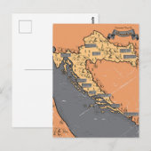Kroatië Vintage oude kaart (Voorkant / Achterkant)