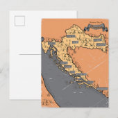 Kroatië Vintage oude kaart (Voorkant / Achterkant)