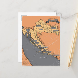 Kroatië Vintage oude kaart