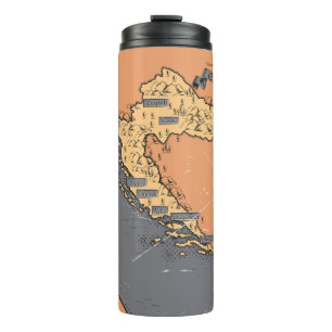 Kroatië Vintage oude kaart Thermosbeker