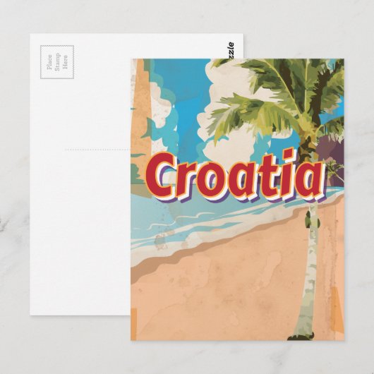 Kroatië Vintage-poster Briefkaart (Voorkant / Achterkant)