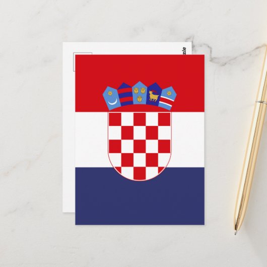 Kroatië vlag briefkaart (Voorkant / Achterkant in situ)
